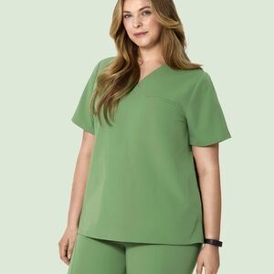 Mandala Women's 5 pocket Notch Neck Scrub Top Hazel Green